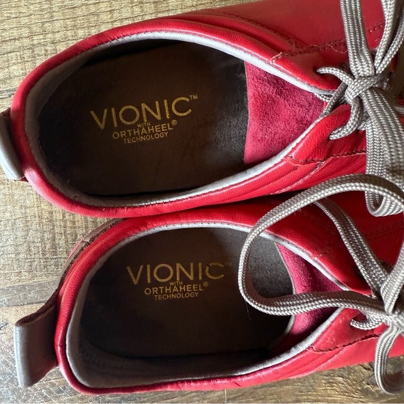 Vionic Willa Leather Sneakers in Red - Picture 6 of 8